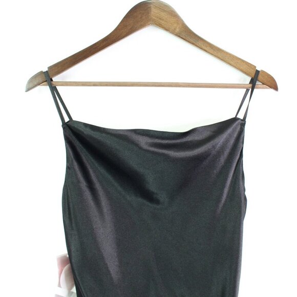 Birdy Grey Lisa Shiny Satin Midi Slip Dress Black Size‎ S - Picture 3 of 9
